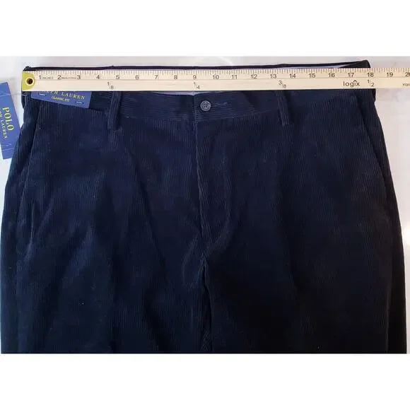 NWT POLO RALPH LAUREN Classic Fit Corduroy Pants Black Men's Size 36/32